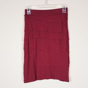 Bordeaux Anthropologie Wine Ruffle Skirt